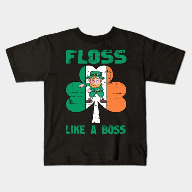 Leprechaun Floss Like a Boss Kids T-Shirt by RW